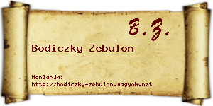 Bodiczky Zebulon névjegykártya